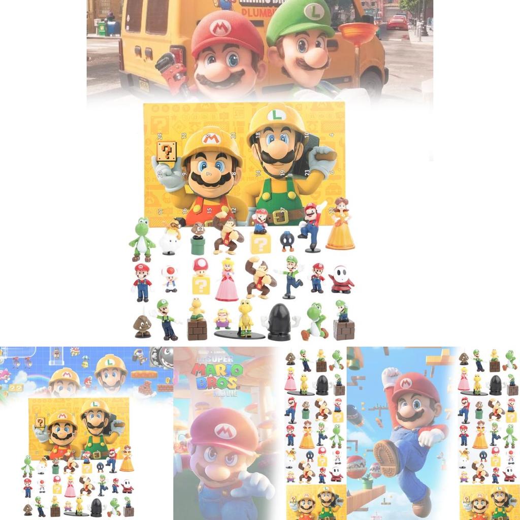 Super Mario Red And Green Mushroom Character Blind Box Figurines Set Of 24 Unique Designs