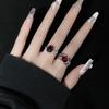 Irregular Rings With Stone Aesthetic Girl Hollow Red Stone Rings for Women Y2K Flower Bud Open Ring Vintage Jewelry