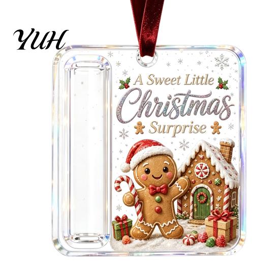 Christmas Cash Ornament with Lanyard Gift Ornament, Clear Acrylic Money Holder, Holiday Xmas Holder Tree Hanging Decoration, Funny Ways to for