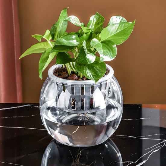 Аквапонный аквариум для рыбок петушков Прозрачный пластиковый ударопрочный горшок Экосистема Аквариум Настольная аквапонная система для домика рыбок петушков Комнатные растения