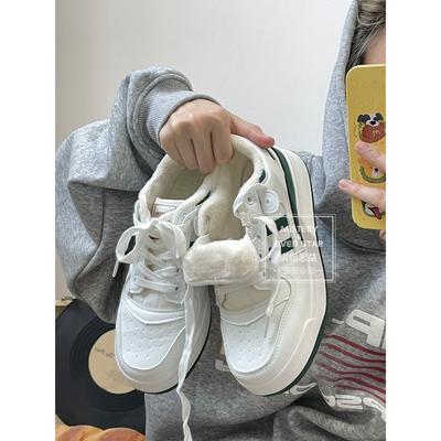 Новинки горячие осенью и зимой, новые бархатные маленькие белые туфли, универсальные хлопковые туфли на платформе для женщин 705