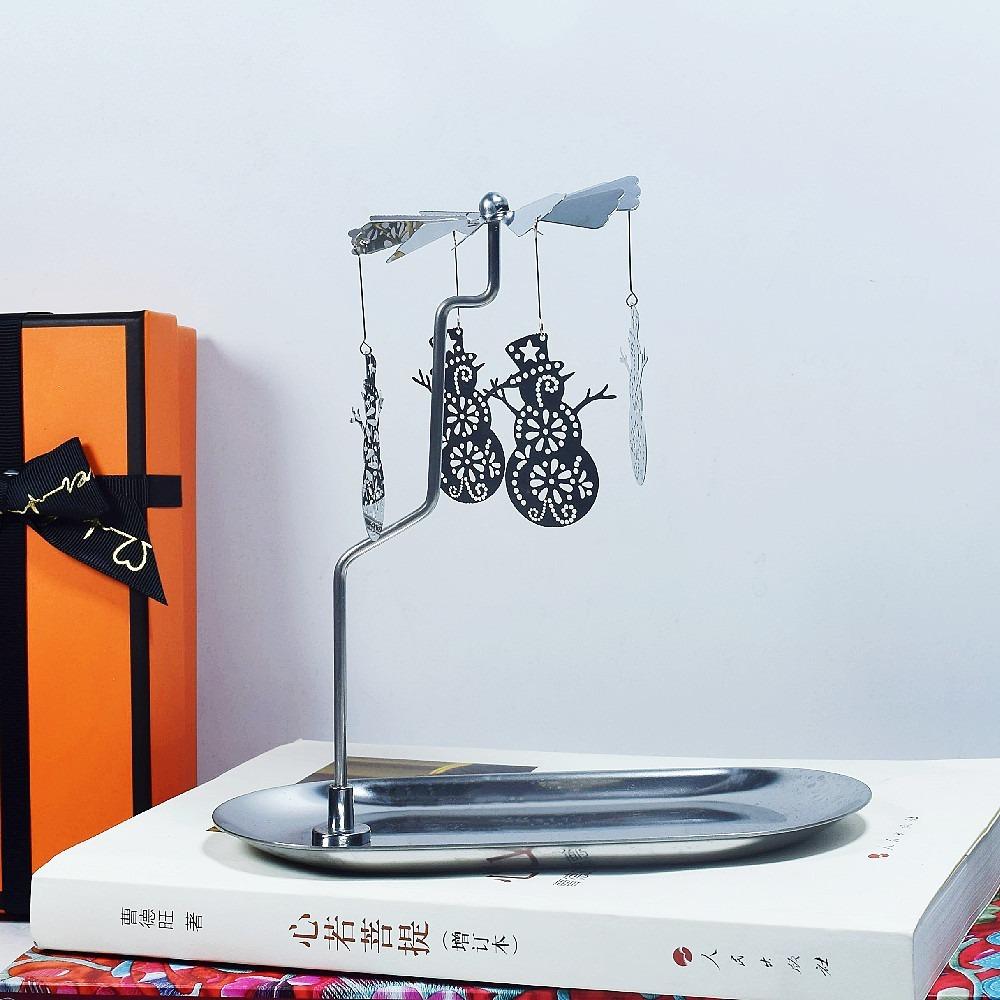 Gold/Silver Christmas Rotating Candle Holder Stainless Steel Rotating Candlesticks  Night