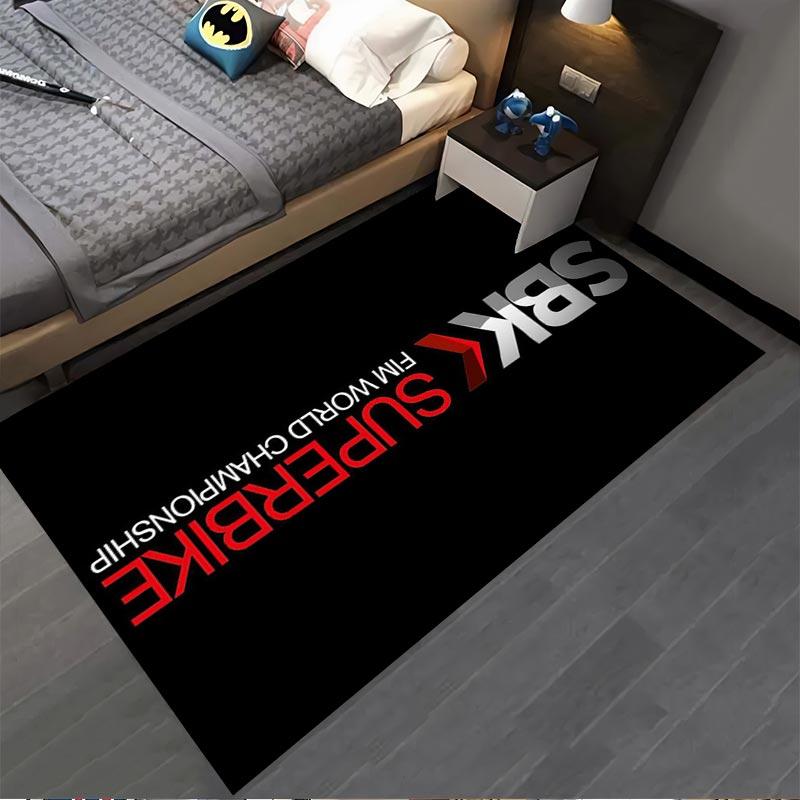 "Black Carpet Design with SBK Superbikes Racing Championship Text" Suitable for use as an anti-slip for living room bedroom sofas