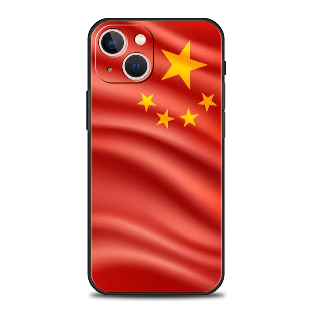 Чехол для телефона с флагом Китая для iPhone 16 15 14 13 12 Pro Max 11 Pro Max 7 8 Plus XS XR Ударопрочный Мягкий чехол Capas