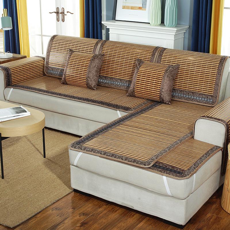 Летний бамбуковый коврик, диванная подушка, коврик, летний противоскользящий чехол для дивана, простой чехол для подушки сиденья в гостиной, утолщенное тканевое полотенце