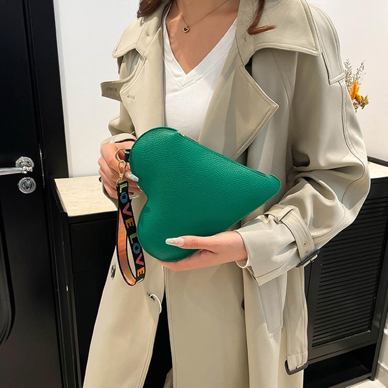 Yogodlns Модный мини-клатч в форме сердца для женщин, кошелек для монет карамельного цвета с запястьем, стильный держатель для карт на молнии и чехол для ключей