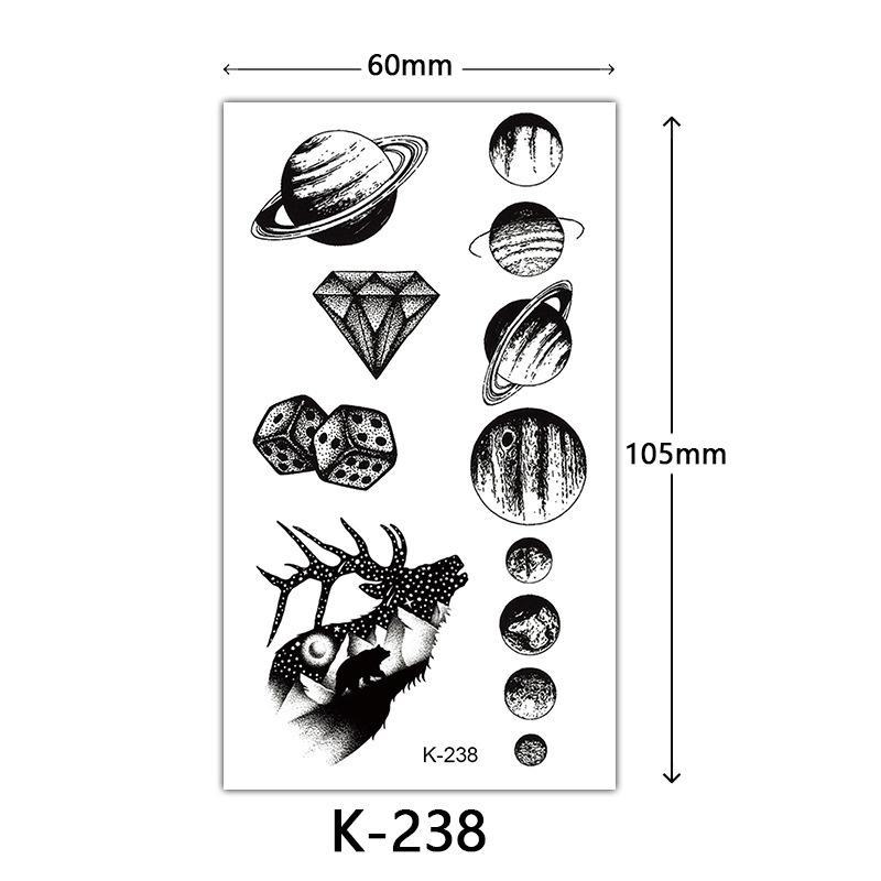 English Letter & Flower Butterfly Tattoo Stickers - Waterproof & Sketch Line Design