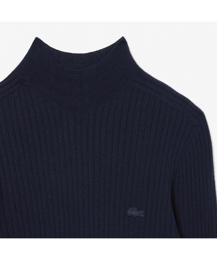 LACOSTE Women'S Ribbed Merino Wool Mock Neck Sweater Af4189-55N 166