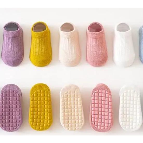 5 пар Весенне-летние носки для новорожденных, однотонные, детские носки для пола, мягкие хлопковые нескользящие носки-лодочки для девочек и мальчиков 0-5