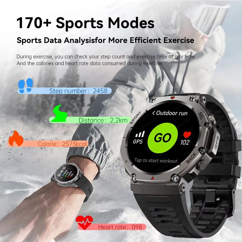 New T-Rex3 GPS Smart Watches Premium Military Smartwatch Men Compass Altimeter 10ATM Waterproof 170 Sport Modes Built-in GPS BT Call