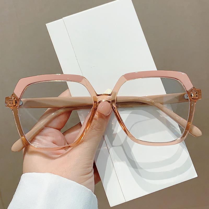 Vintage Anti Blue Light Optical Square Glasses Myopia Prescription Big Frame Women Luxury Brand Designer Double Color Eyewear