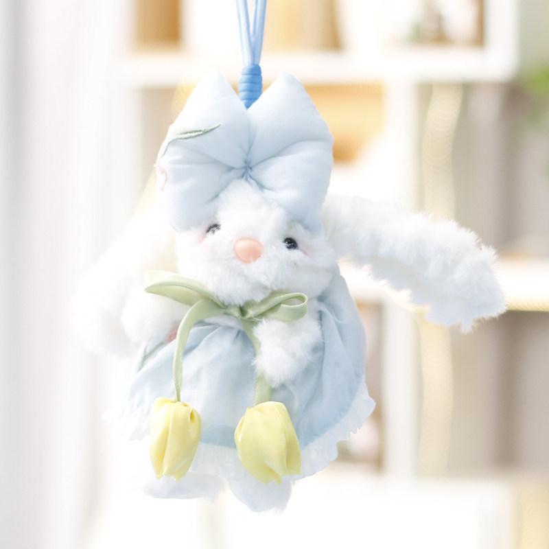 Soft Polyester Bunny Plush Toy With Floral Pattern For Women Purse Charms