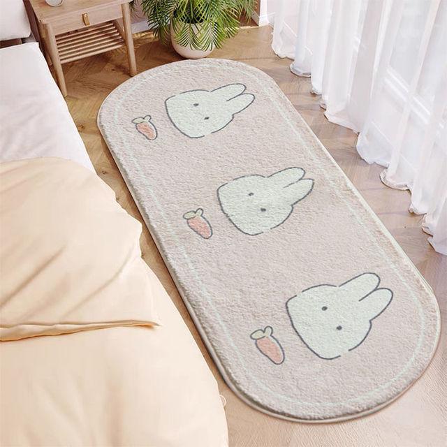 Скандинавский овальный длинный ковер для спальни, нескользящий прикроватный коврик, милый пушистый мягкий коврик для детской комнаты, напольный коврик для гостиной, декор для стола 