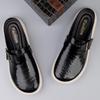 Модная повседневная кожаная мужская летняя обувь Мюли Модные шлепанцы Пляжная обувь Верхняя одежда Сандалии Стильные Трендовые Противоскользящие Мужские Полушлепанцы