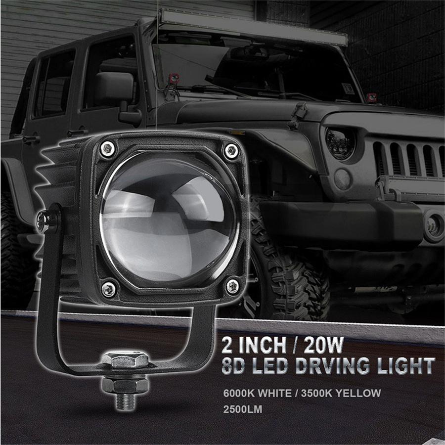 2 шт. 2" Квадратные 20 Вт Светодиодные Рабочие Фонари Точечный Дальний Противотуманный Фонарь Для Автомобиля Грузовика Лодки Квадроцикла
