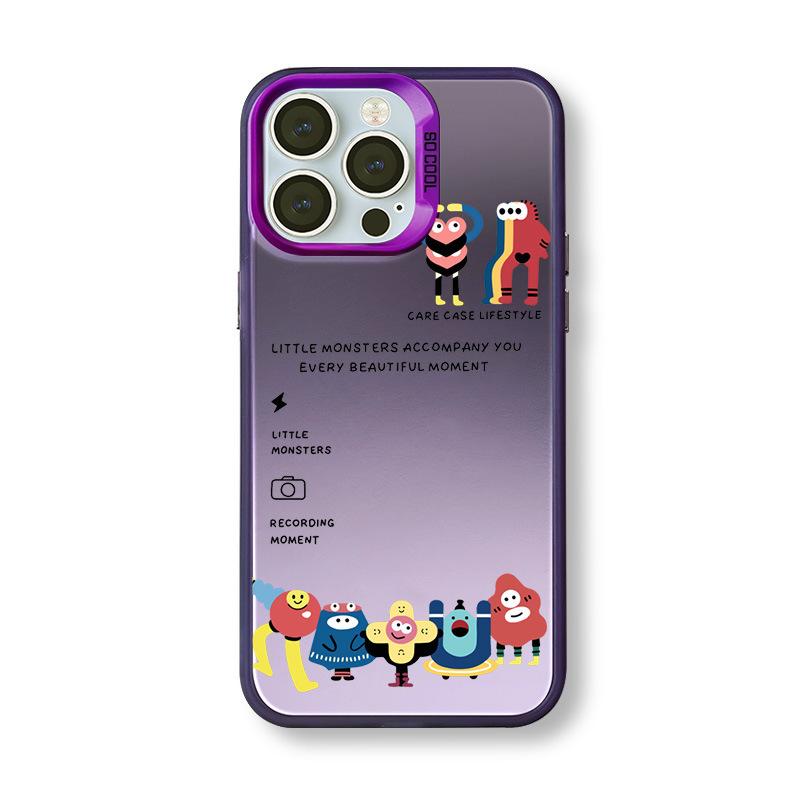 Cute Couple Monster Case for Apple iPhone 15 Pro Max, iPhone 14, Matte Laser Design, 13/12 Pro