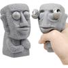 Статуэтка с текстурой sculpted stone (резной камень) с большими глазами, вдохновленная островом Пасхи, декоративная статуя для дома, рабочего стола, полки
