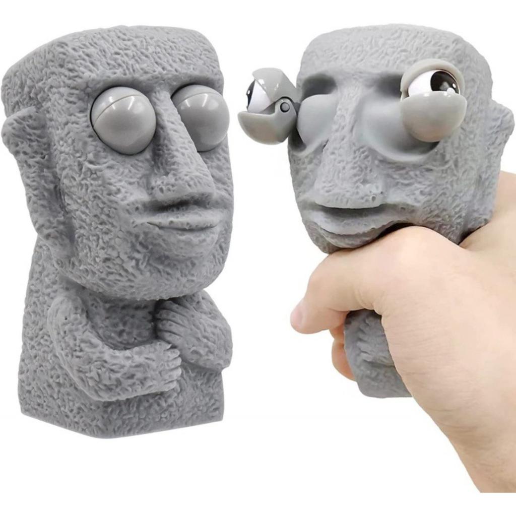 Статуэтка с текстурой sculpted stone (резной камень) с большими глазами, вдохновленная островом Пасхи, декоративная статуя для дома, рабочего стола, полки