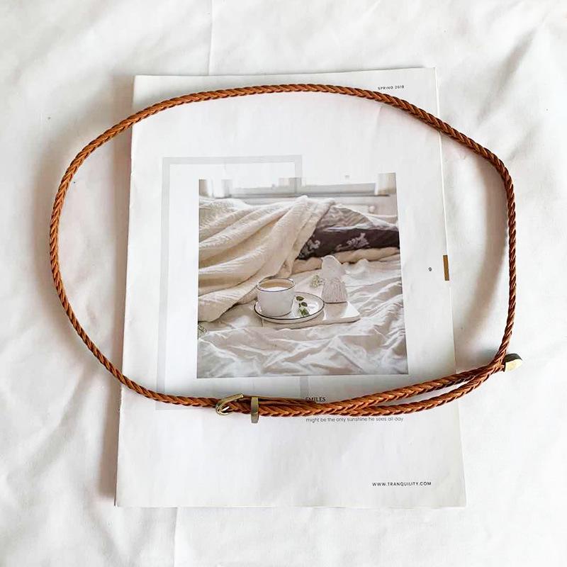 Exquisite Women's Retro Casual Thin Leather Woven Belt – Versatile Korean Style Waist Chain