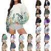Women's Casual Fashion Print Round Neck Loose Long Sleeve Sweatshirt Top