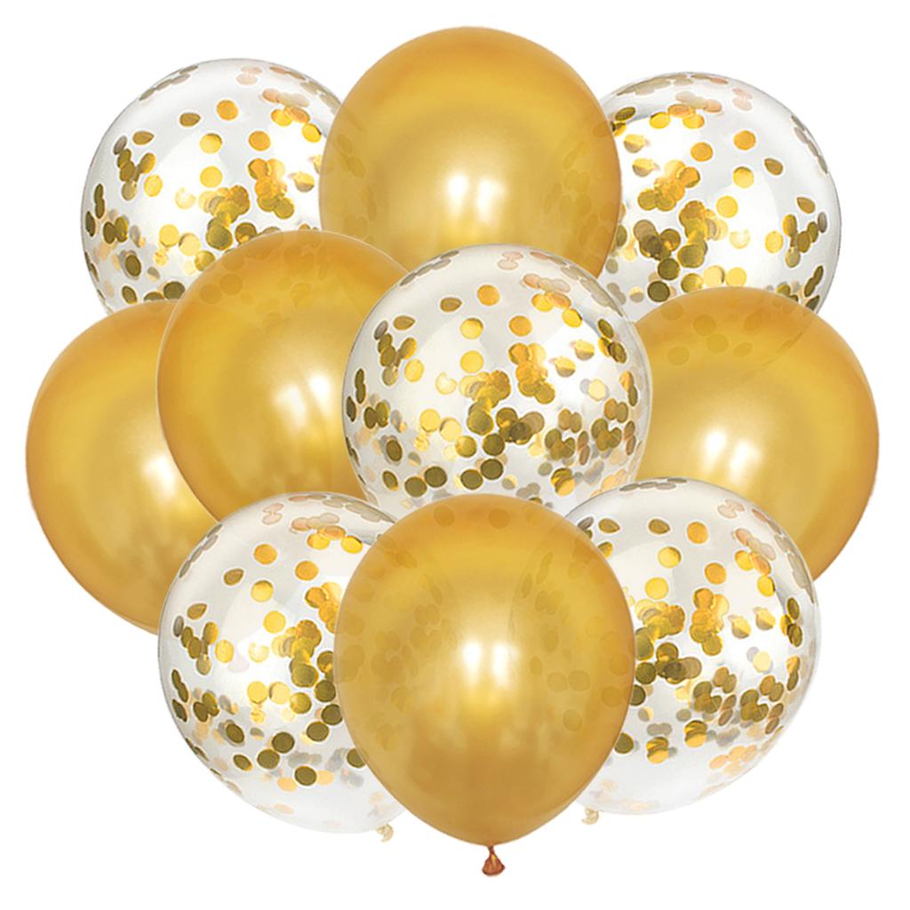 10PCS Gold Silver Metal Latex Confetti Balloons Baby Shower Wedding New Year Birthday Party Decorations Matte