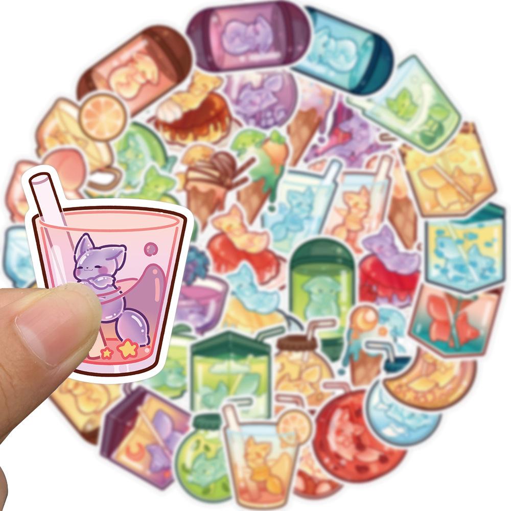102040Pcs Cute Animal Fox Drink Stickers Decals Kids Toys Decoration Laptop Suitcase Scrapbook Phone Wall Stationery Sticker
