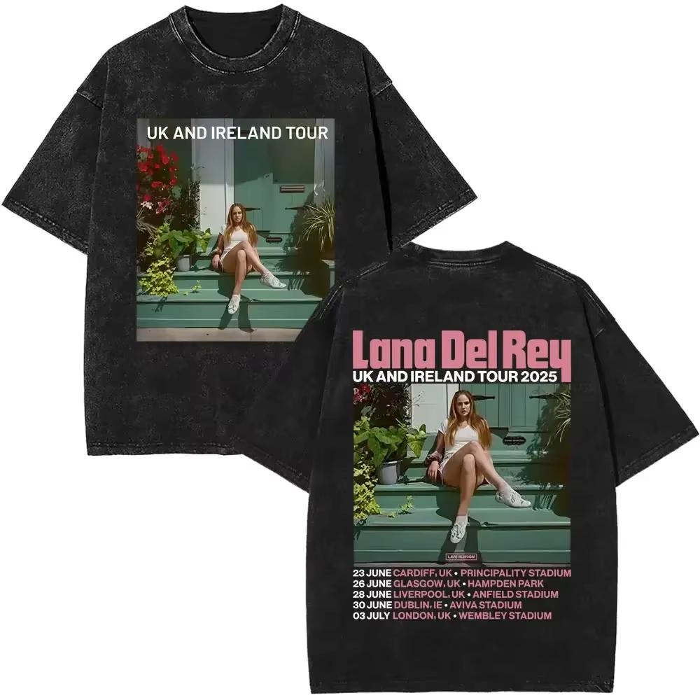 Washed Vintage Lana Del Rey Merch Tshirts Men Women Casual Oversized Short Sleeve Tshirt Male Fashion Retro T Shirt Streetwear