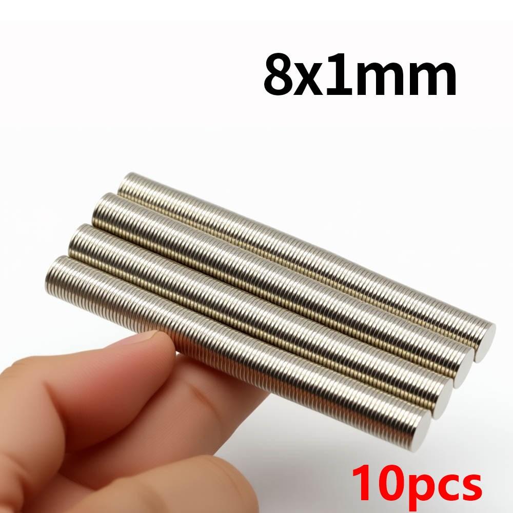8x1мм Суперсильный неодимовый магнит N35 NdfeB Постоянный магнит imanes Круглые Мощные магниты Магнит на холодильник