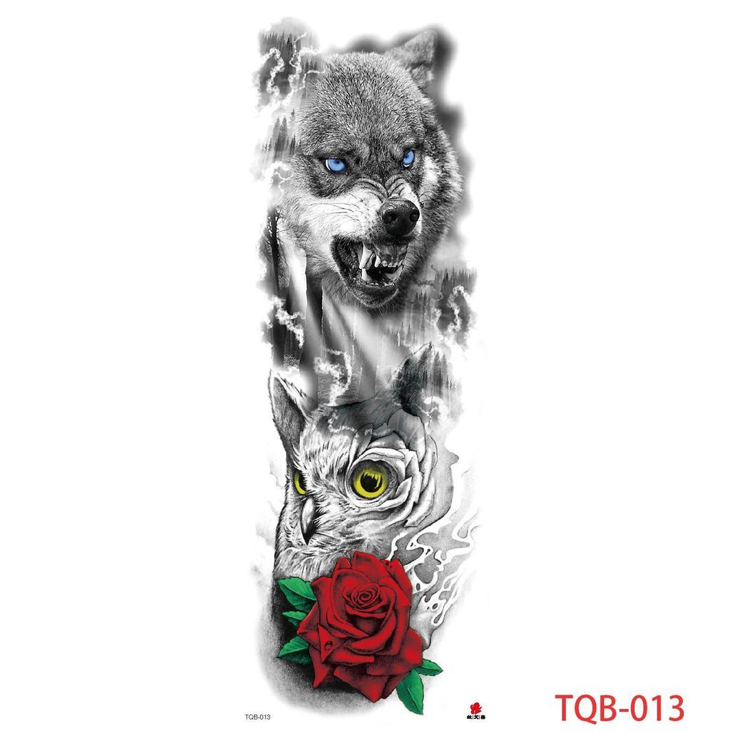 1 PC 480*170MM Large Temporary Tattoos Sleeve for Men Women Full Arm Selleve Tattoos Temporary Realistic Fake Wolf Tiger Lion Tattoo