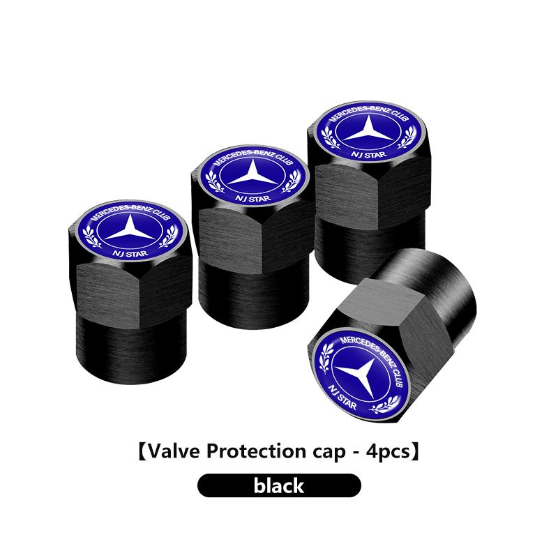D64Pcs Car Wheel Tire Stem Valve Protection Cap Dustproof Cover For Mercedes Benz C180 C300 W124 W176 W177 C200 C260 GLC CLE CLA