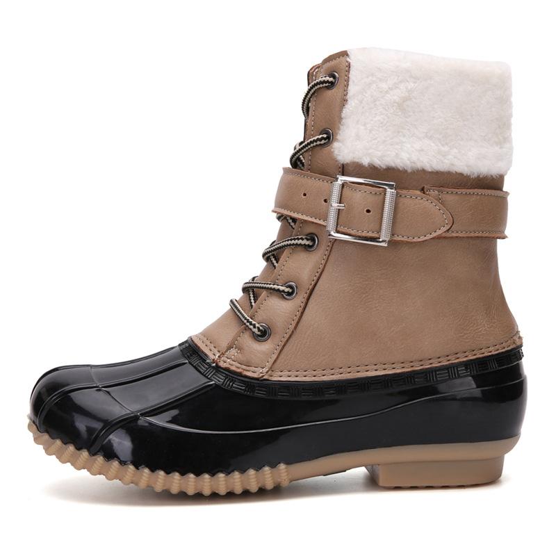 Women's Boots Lady Duck Boots Fur Waterproof Zipper Rubber Sole Women Rain Boots Lace Up Ankle Shoes Fur Winter Lady Shoes