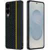 For Samsung Galaxy S25 Edge Case Leather+PC Hard Phone Cover Carbon Fiber Texture