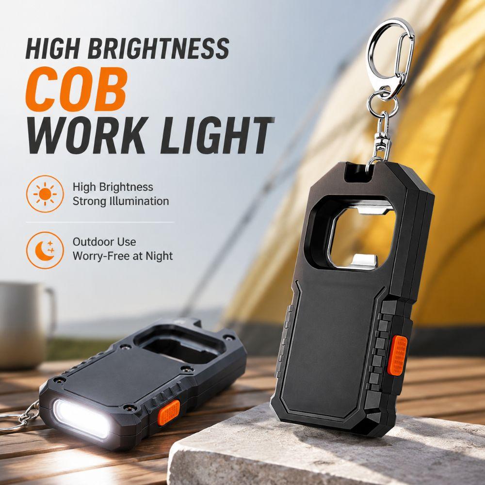 USB Rechargeable Working Light LED COB Emergency Lantern Keychain Flashlight Outdoor
