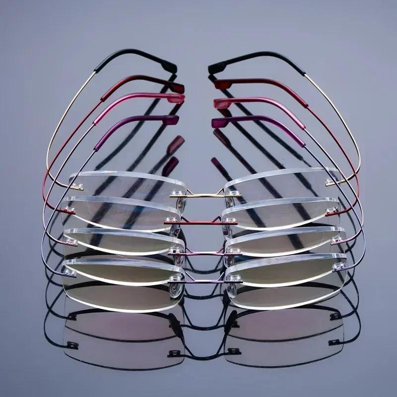 Ультралегкие Бескаркасные Очки для Чтения с Оправой из Памяти Титана Деловые Мужские и Женские Очки для Дальнозоркости Диоптрии от 0 до +4.0
