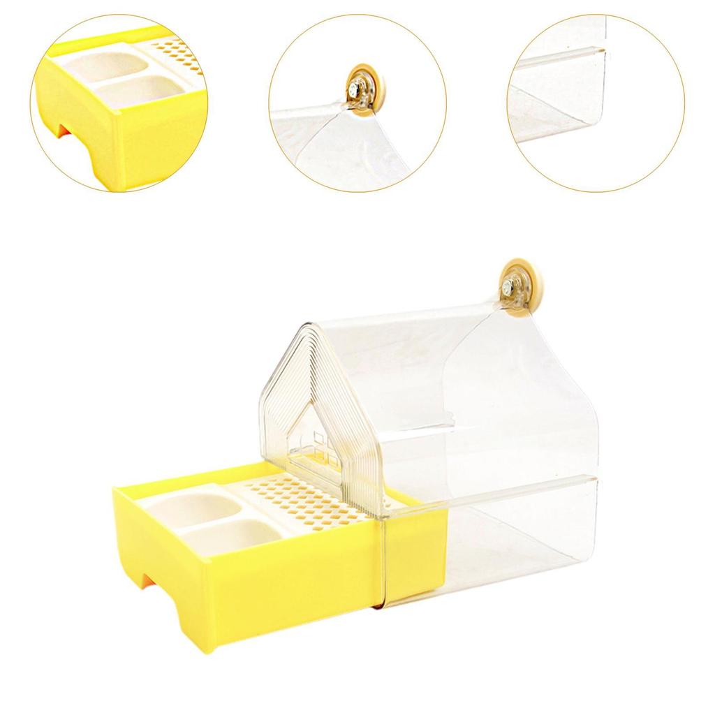 Hanging Bird Bath with Feeder Shower Box Stable Food Feeder Holder Birds Bath Bowl Bird Bathtub for Like Lovebirds Parrots