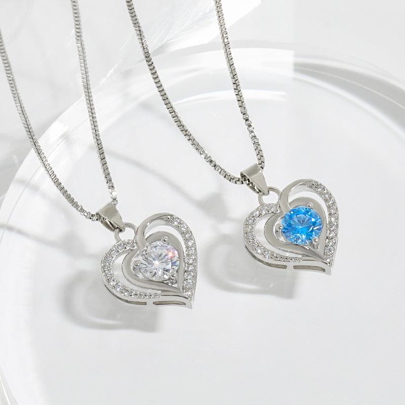 Ожерелье «Сердце Океана» на День святого Валентина для девушки, простое ожерелье с кулоном в форме сердца, ожерелье с двойным сердцем