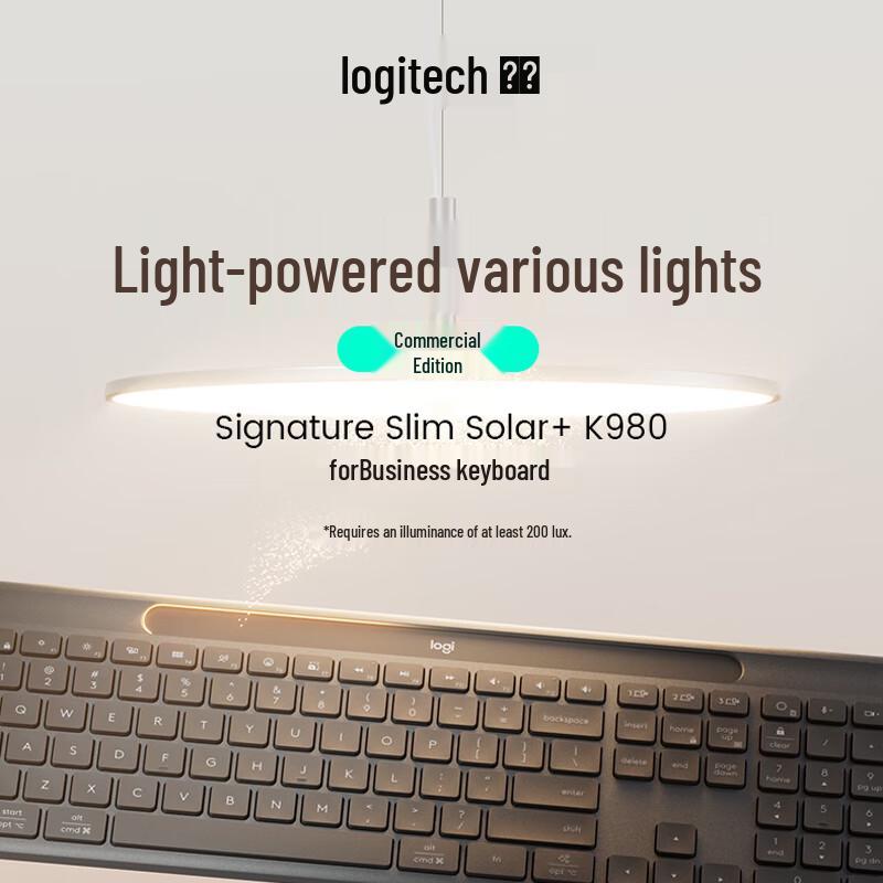 Logitech K980 Полноразмерная беспроводная солнечная клавиатура для нескольких устройств