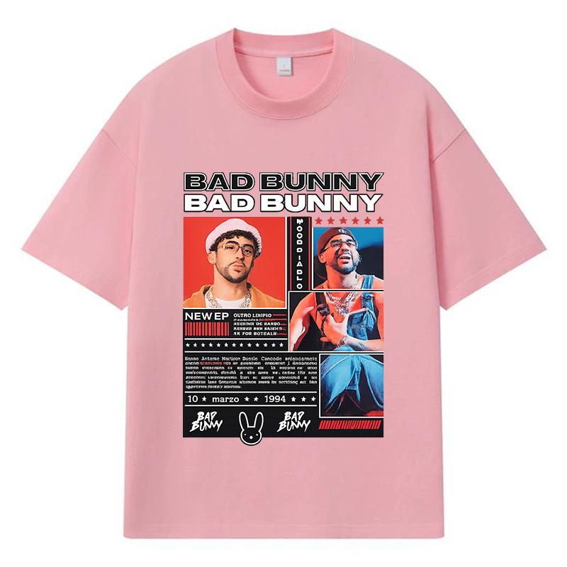 2026 Bad Bunny Графическая футболка Streetwear Y2k Harajuku Одежда 100% Хлопок Футболка Повседневная Оверсайз Летняя Мужская Футболка