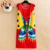 Middle-aged women's summer new cotton and silk dress large size mother loose artificial cotton skirt positioning flower dress