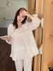 Autumn new product pure cotton Korean version comfortable square collar south French holiday series long sleeve trousers homewear women's rue