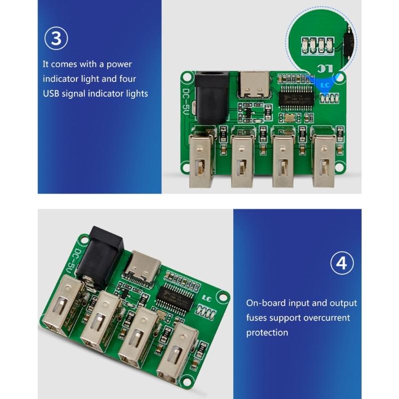 Разветвитель USB 2.0 4 в 1 Разветвитель USB C Разветвитель USB 2.0 Адаптер Удлинитель USB Модуль Док-станции для ПК Клавиатур