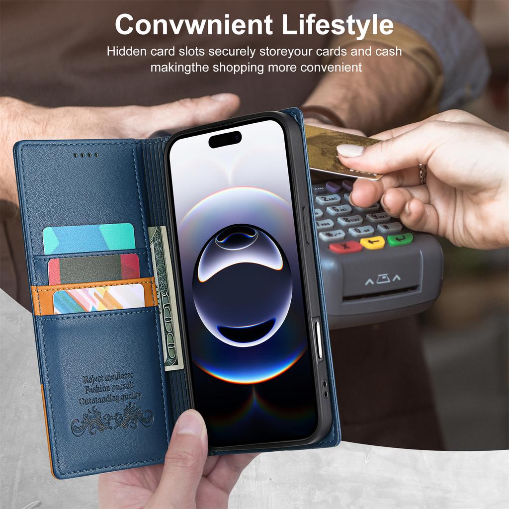 Магнитный откидной кожаный чехол для iPhone 16 15 14 13 12 11 17 Pro Max 17Air 14 15 16Plus 16e Роскошный деловой кошелек с отделением для карт