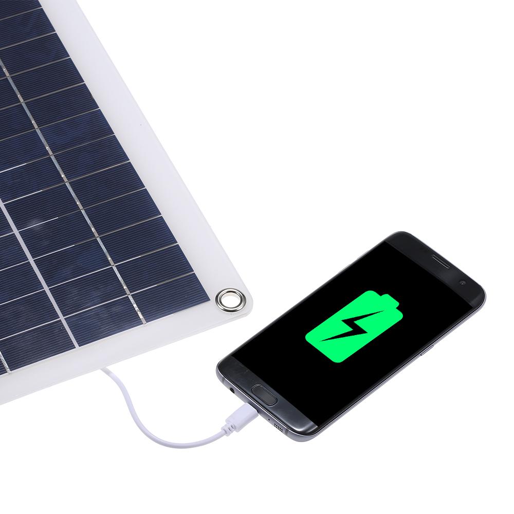 DC 5V 18V Dual Output 20W Solar Panel with 2 USB Ports & Car Charge IP65 Water Resistance 12V 24V Solar Charge
