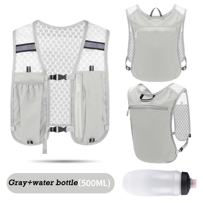 1pc Biking Running Storage Vest Lightweight Running Vest Reflective Phone Water Bottle Storage Pocket Mesh Breathable Sport Vest