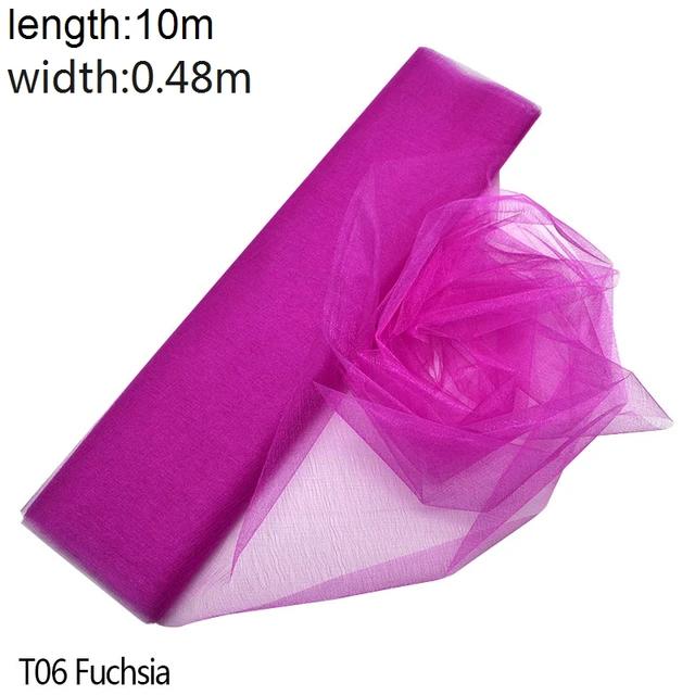 New 5/10m Tulle Wedding Organza Roll Sheer Crystal Organza Fabric for Wedding Decoration Mariage Yarn Birthday Event Party Suppl