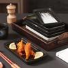 Japanese Ceramic Plate Cuisine Flat-bottomed Sushi Plate Restaurant Tableware Household Side Dishes Snacks Rectangular Plate
