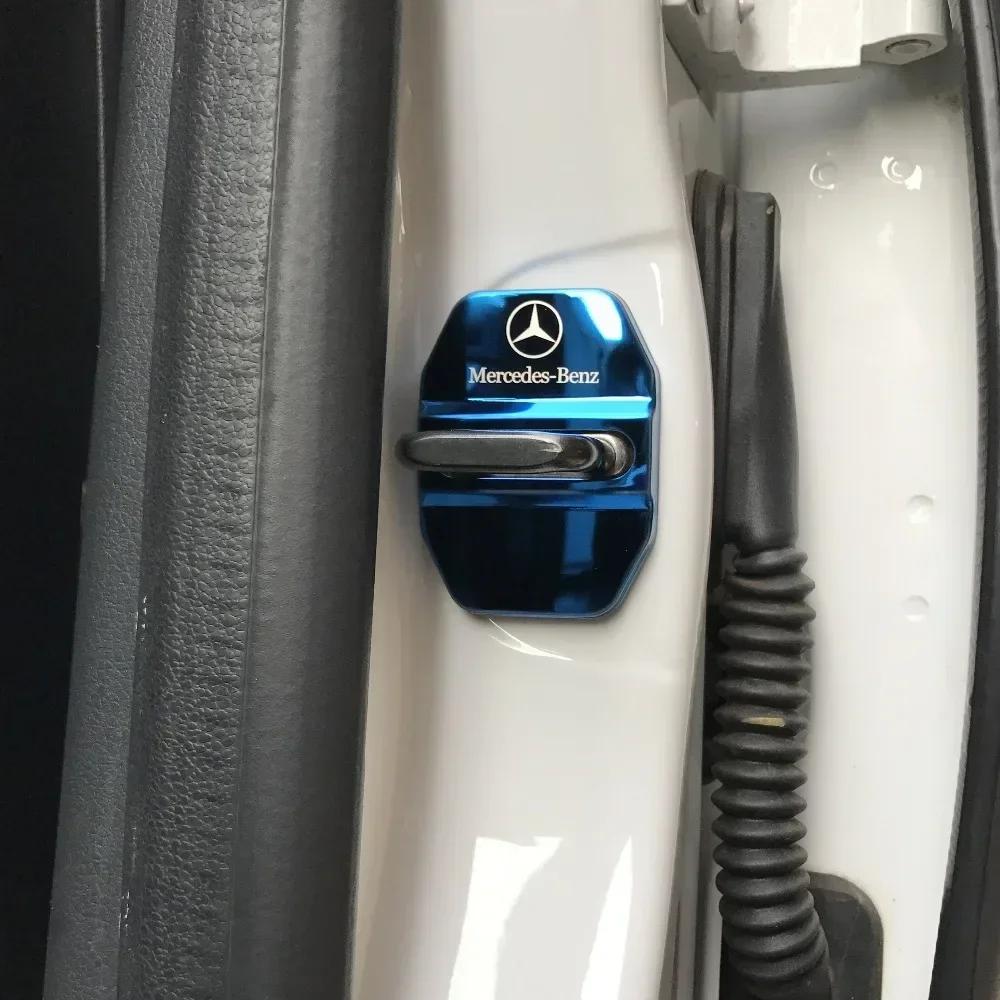 DQY2 4PCS Car Styling Car Door Lock Covers stikcer Case for Mercedes Benz New B/C/E Class A Class C200L GLC GLK CLA GLA Accessories