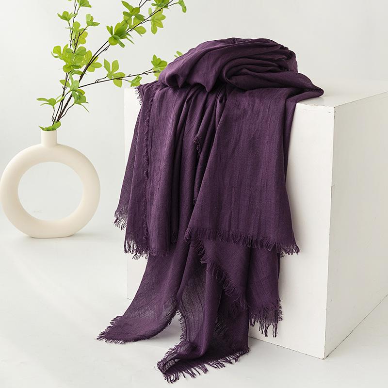 Spring and summer sunscreen scarf imitation cotton and linen solid color simple shawl women's high-end silk scarf yarn headscarf women's cross-border