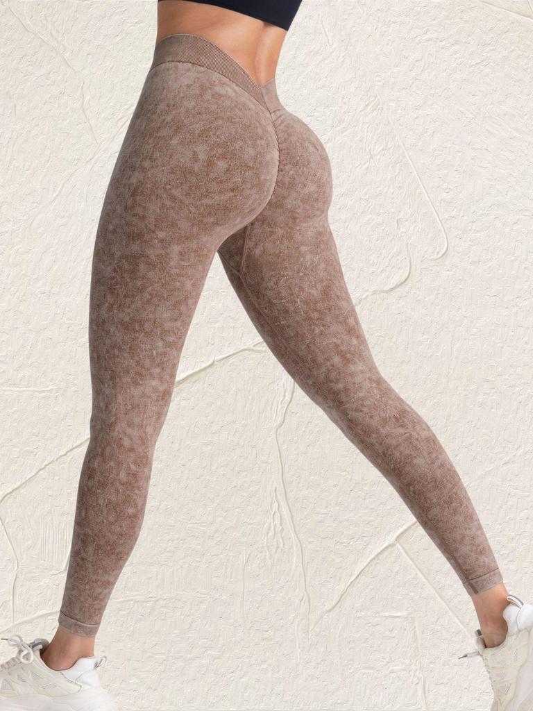 Бесшовные женские брюки для йоги с эффектом пескоструйной обработки - Персиковые, с эффектом подтяжки бедер, высокой эластичности, тайтсы для бега и спорта на открытом воздухе