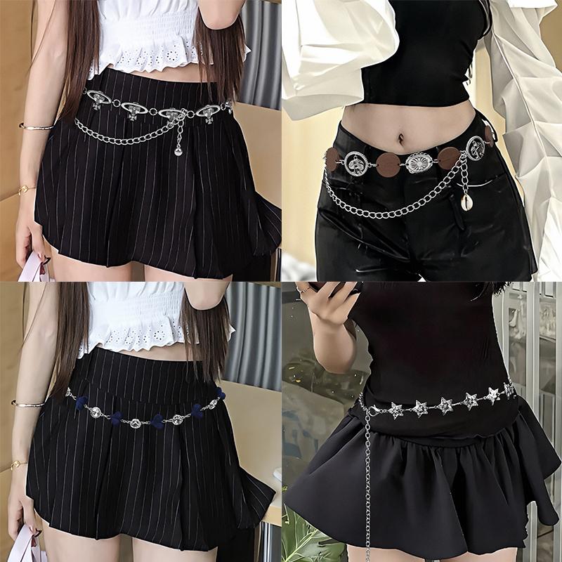 Vintage Adjustable Female Waist Chain Fashion Punk Star Planet Pendant Metal Waist Belt Dress Suit Jeans Waistband Decoration